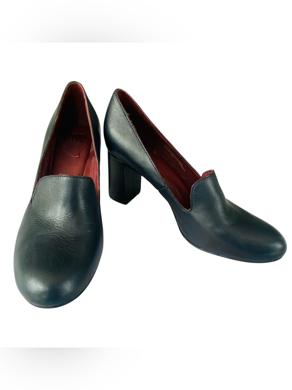 ONO Augustyn Shoes Pumps Chunk Heel Round Toe Deep Navy Blue Leather Women 9